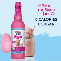 Jordan's Skinny Mixes Cotton Candy Sugar Free Fruit Flavored Water Enhancer Syrup for Drink Mix Iced Tea Lemonade and More - 25.4 fl oz