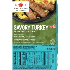 Applegate Naturals Savory Turkey Breakfast Sausages - Frozen - 7oz/10ct