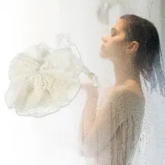 Unique Bargains Bathroom Jute Bath Puffs 5.31"x4.72" Beige 1 Pc