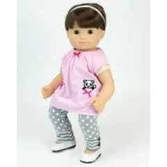 Sophia's - 15" Doll - Panda Bear Hooded Sweatshirt, Tunic & Polka Dot Leggings - Light Pink