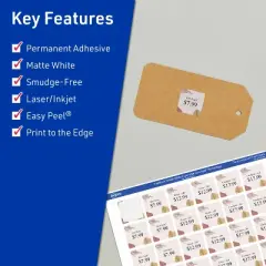 Avery TrueBlock Matte White Paper Labels,  3/4" x 3/4" Square