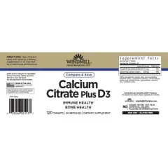 Windmill Calcium Citrate with Vitamin D3 Tablets 120 ct