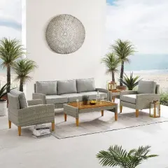 Capella 5pc Outdoor Wicker Sofa Set - Gray - Crosley