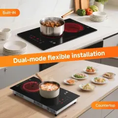 Induction Cooktop with 2 burner 800-1800W, 9 power Dual Hob with Child Lock, Timer, Pause Function, Residual Heat Indicator, Sensor Touch Control