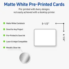 Avery Rounded Corner Postcards, Silver Border, 4.25" x 5.5", 20ct