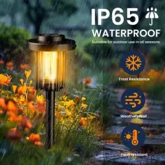 Gigalumi 8-Pack Solar Pathway Lights, IP65 Waterproof Outdoor Garden Lighting with Warm White Glow for Walkways, Yards, Patios