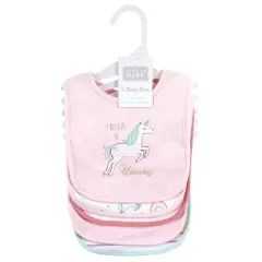 Hudson Baby Infant Girl Cotton Bibs, Glitter Unicorn, One Size