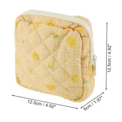 Unique Bargains Lady Portable Square Lipstick Bag Yellow 1 Pc