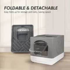 Allforpaws Cat Litter Box Foldable, Grey