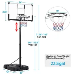 Yaheetech Portable Basketball Hoop System for Teens/Adults Black