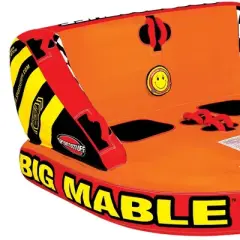SportsStuff Inflatable Big Mable Sitting Double Rider Towable Boat and Lake Tube with Multiple Grab Handles, Knuckle Guards, and Speed Safety Valve