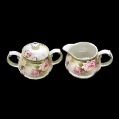 Jiallo Roses / Floral Design Sugar & Creamer Bowl Set New Bone China