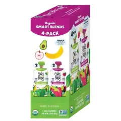 Once Upon a Farm Smart Blends Banana for Apples & Greens/Ras-Pear-y, Kale Organic Snack Pouch Multipack - 4pk/12.8oz