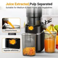 5.3 inch Juicer, Self-Feeding Masticating Juicer Fit Whole Fruits, 250W Cold Press Juicer with High Juice Yield, BPA Free