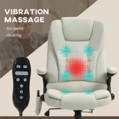 PAGED Executive Office Chair 6 Point Vibrating Massage Computer Chair with Reclining Backrest and Padded Armrests, Desk Chair for Office
