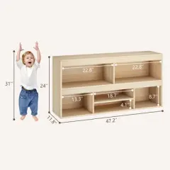 ODK Toy Storage Organizer Kids Bookshelf Wooden Storage Cabinet Playhouse Shelves Cabinet for Boys Girls Toy Bookcase Classroom,Kids Room