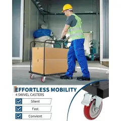 Trolley - Heavy Duty 1800 Lbs Load Capacity, Steel Construction, Anti-Rust, Tilted Design, Rounded Edge, 5-Inch Silent PU Lockable Wheels