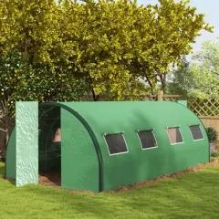 Outsunny Walk-in Tunnel Greenhouse with Hinged Doors, Mesh Windows, Upgraded Gardening Plant Warm House Tent