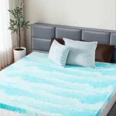 INFURNIC Mattresses Memory Foam Cooling Gel Mattress Bed Topper For Back Pain, King Size, Skin Friendly, White And Blue, 76"*80"*3"