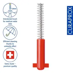 Curaprox CPS 07 Prime Refill Red, 8-Pack Interdental Brushes for Gentle Cleaning of Tight Gaps