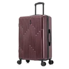 InUSA Drip Lightweight Hardside Medium Checked Spinner Suitcase - Wine