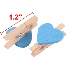 Unique Bargains Craft Mini Wooden Heart-shaped Card Photo Clips 1.2" x 0.7" x 0.4" 20 Pcs
