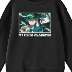 My Hero Academia Deku Character Youth Black Crew Neck Sweatshirt