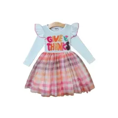 Girls Give Thanks Ruffle Tutu Dress - Mia Belle Girls
