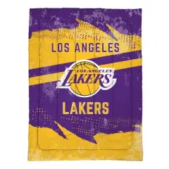 NBA Los Angeles Lakers Slanted Stripe Twin Bedding Set in a Bag - 4pc