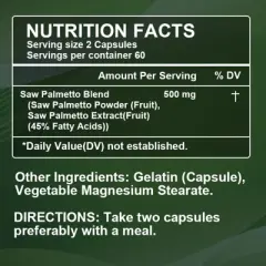 B Beworth Saw Palmetto Supplement - Advanced Herbal Complex for Hair Health and Urinary Support - 120 Capsules