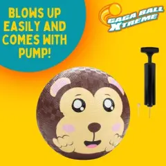 Gaga Ball 5 Inch Playground Balls with Air Pump (4 pk, Animals) Durable Rubber Balls Official Size for Dodgeball & Handball- Great for Springtime Play