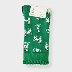 Women's Dogs Scallop Cuff 3pk Crew Socks - A New Day&trade; Green/White/Black 4-10