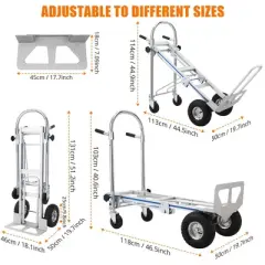 Folding Hand Truck,3-in-1 Aluminum Dolly Cart with Wheels,770 LBS Capacity Heavy Duty Hand Trucks for Transport and Moving