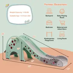 Costway 3 in 1 Kids Climber Slide Play Set w/ Basketball Hoop Indoor Outdoor Yellow/Green