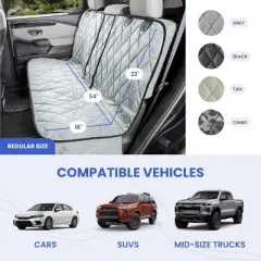 4Knines Rear Seat Cover for Fold Down Seats No Hammock Black Regular