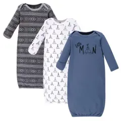 Yoga Sprout Baby Boy Cotton Long-Sleeve Gowns 3pk, Little Man
