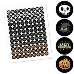 Big Dot of Happiness Jack-O'-Lantern Halloween - Kids Halloween Party Round Candy Sticker Favors - Labels Fits Chocolate Candy (1 sheet of 108)
