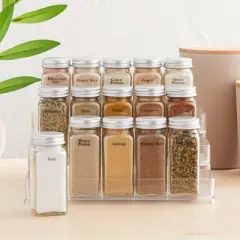 Talented Kitchen 125 Spice Labels Stickers, Clear Spice Jar Labels Preprinted for Seasoning Herbs, Kitchen Organization, Water Resistant, Black