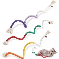 Cat Toys Chew Ropes 3Pcs with Refillable Natural Catnip, Safe Teeth Cleaning Toy for Indoor Kittens