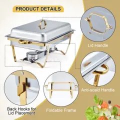 Chafing Dishes for Buffet ,8 Qt Stainless Steel Chafers and Buffet Warmers Sets With Lid, Rectangle Serving Food Warmer Catering Supplies Buffet
