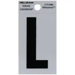 Hillman 2 in. Reflective Black Vinyl Self-Adhesive Letter L 1 pc (Case of 6)