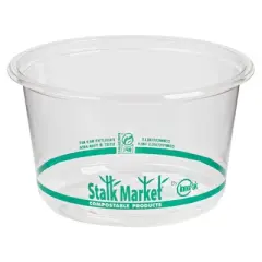 StalkMarket 16 oz Round Deli Container Clear Stalk Market Compostable PLA - Pack of 50