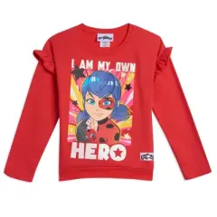 Miraculous Ladybug Girls French Terry Pullover T-Shirt Jogger and Pants Little Kid to Big Kid 