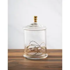 Classic Touch Medium Vivid  70 OZ Glass Canister Jar With Lid - 14K Gold Swirl Design