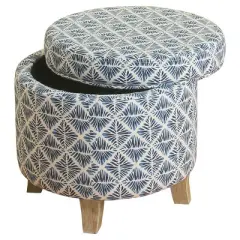 Cole Classics Round Storage Ottoman Flared Wood Leg - HomePop