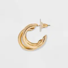 Smooth Hoop Earring Set 3pc - A New Day&trade; Gold: Nickel-Free Metal, Post Closure