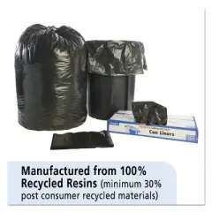 Stout by Envision Total Recycled Content Plastic Trash Bags, 65 gal, 1.5 mil, 50" x 51", Black/Brown, 100/Carton