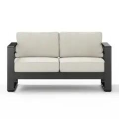 Outdoor Patio Loveseat Sofa with Cushions and Sturdy Aluminium Frame, All-Weather 2-Seat Sofa for Porch, Garden, Deck, or Backyard-The Pop Home