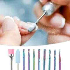Unique Bargains Women's Nail Drill Bits Set Multicolored 10 Pcs