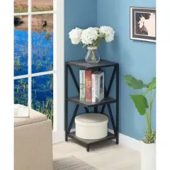 28" Tucson Metal 3 Tier Corner Bookcase Weathered Gray/Black - Breighton Home